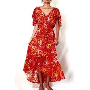 Abel The Label Floral Autumn Print Boho Maxi Dress Womens Size XS